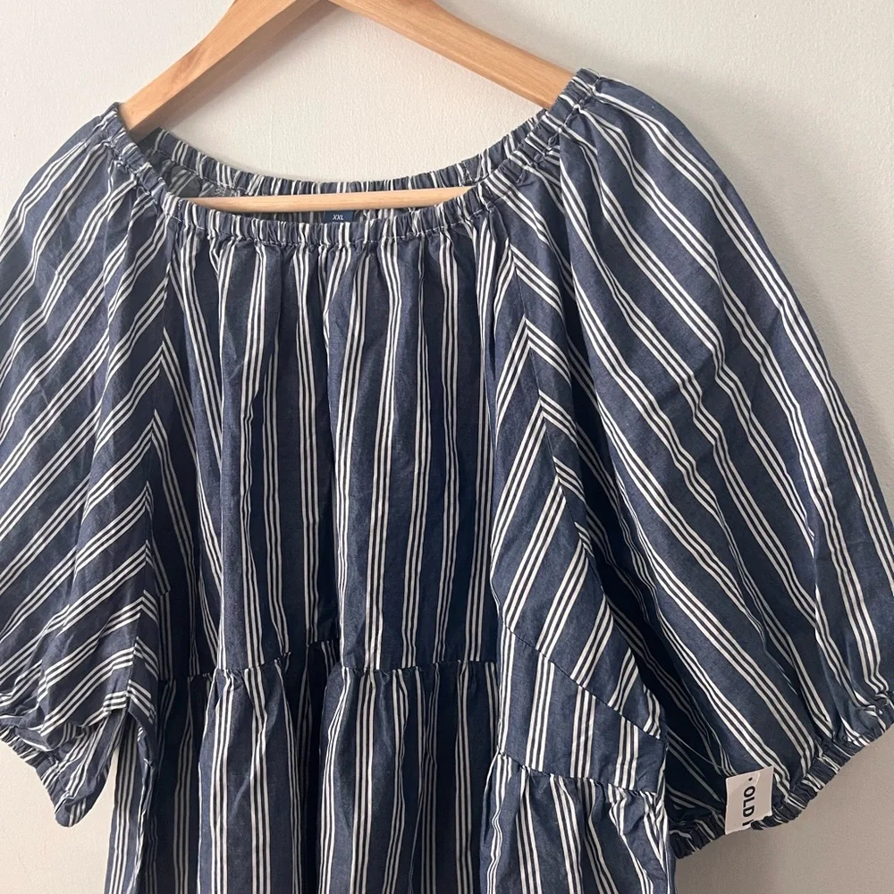 Old Navy Navy and White Striped Blouse - Picture 5 of 9